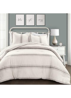erorex Comforter Farmhouse Stripe Full Queen Grey  - Image 1
