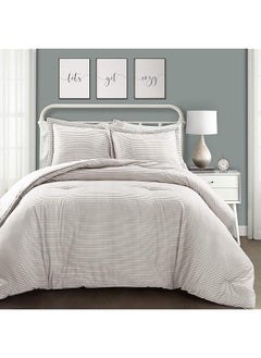 erorex Comforter Farmhouse Stripe Full Queen Grey  - Image 2