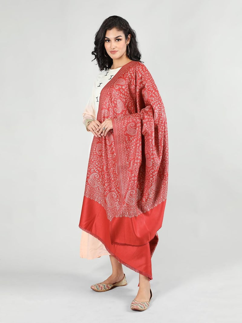 CHKOKKO Women Winter Shawls Stylish Woolen Stoles Red - Image 5