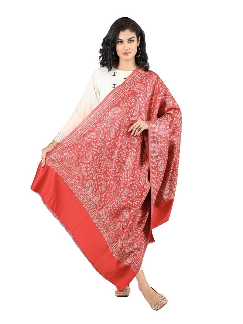 CHKOKKO Women Winter Shawls Stylish Woolen Stoles Red - Image 1
