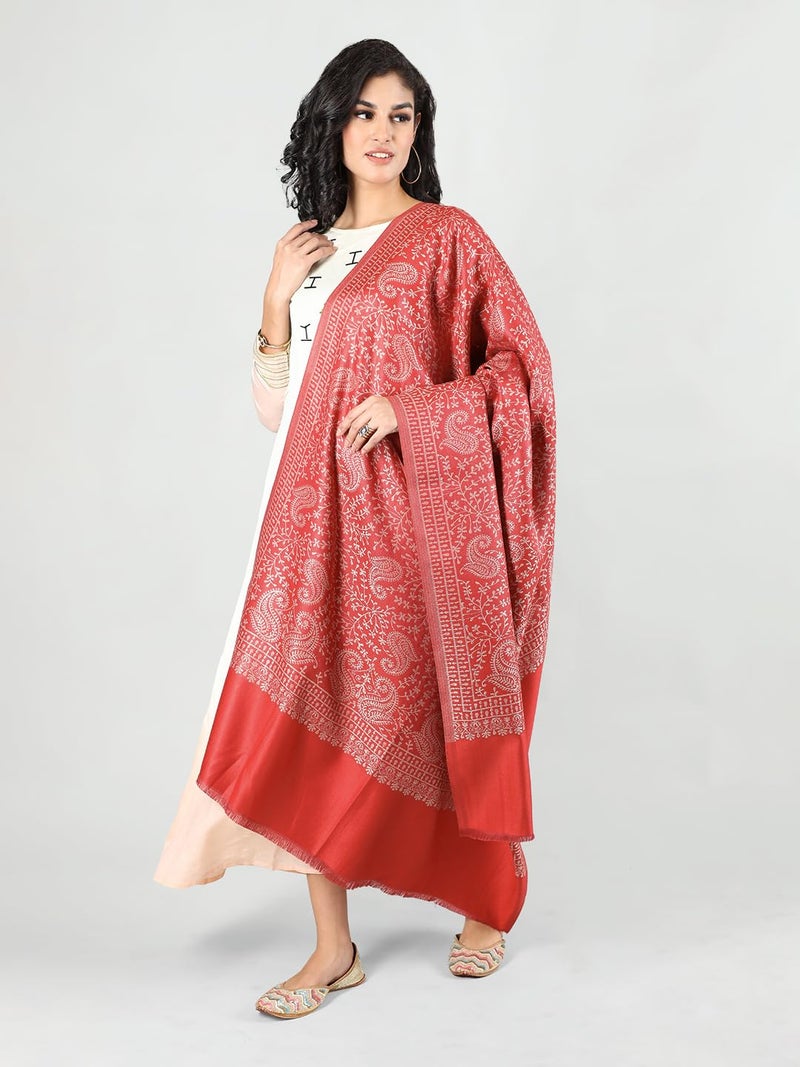 CHKOKKO Women Winter Shawls Stylish Woolen Stoles Red - Image 4