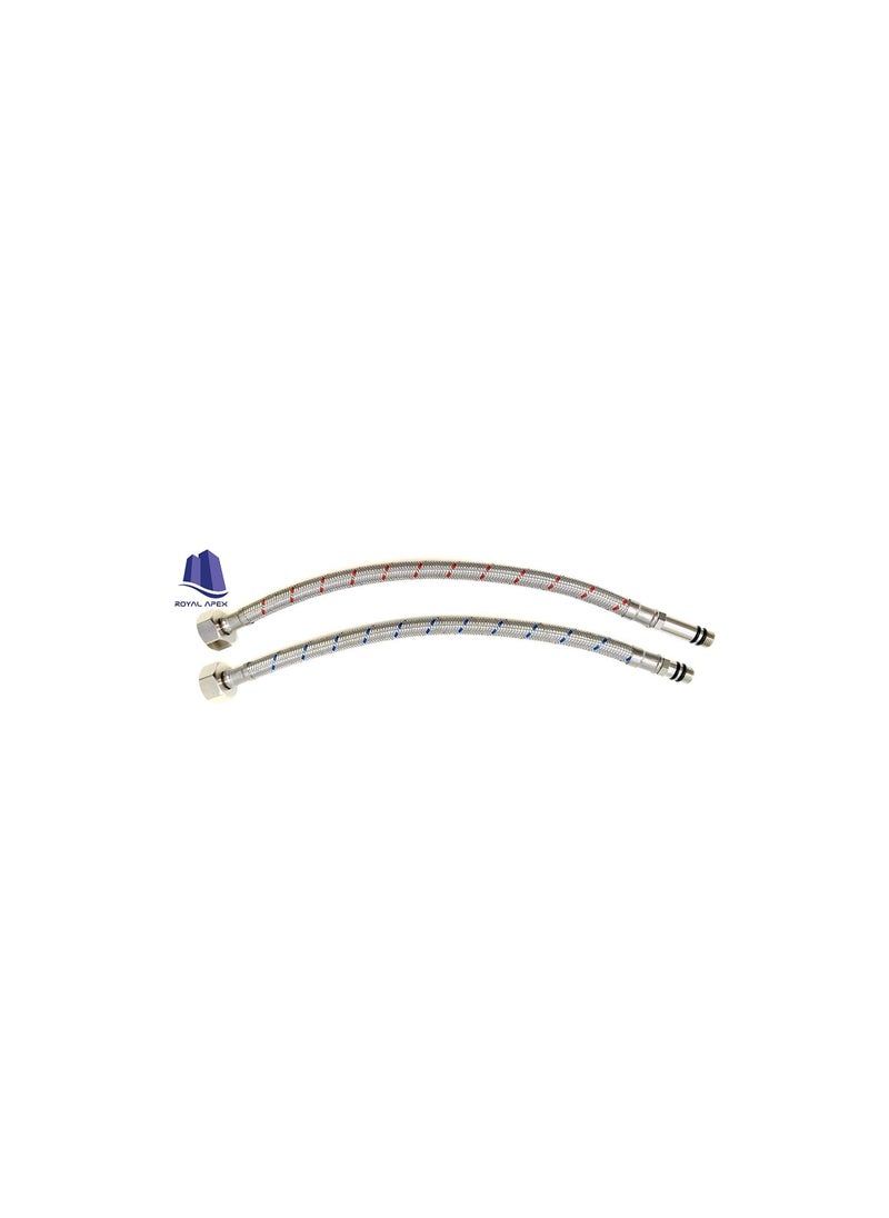 Generic - Tap Connector Flexi Pipes 2 Pcs Single head Hose high pressure Explosion proof Single hole Hot and Cold Water suitable For Sink Faucet Pointed Water Inlet 45 CM - Image 1