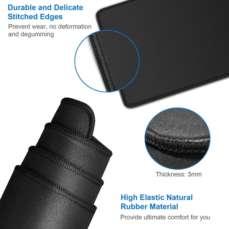 Naukay Large Mouse Pad, 35.42x15.7 inch Large Gaming Non-Slip Mousepad, Water Resist Computer Keyboard Mouse Mat Rubber Base Long Desk Mouse Pad for Work & Gaming, Office & Home, Black - Image 5