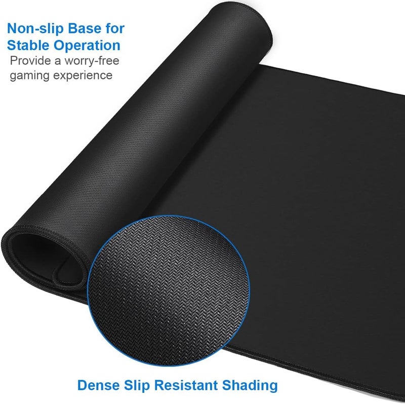 Naukay Large Mouse Pad, 35.42x15.7 inch Large Gaming Non-Slip Mousepad, Water Resist Computer Keyboard Mouse Mat Rubber Base Long Desk Mouse Pad for Work & Gaming, Office & Home, Black - Image 3