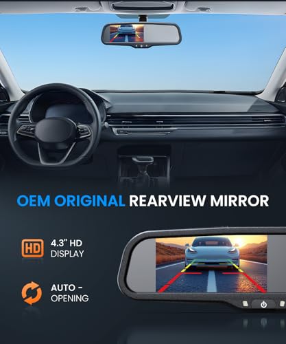 Auto-Vox Rear View Mirror Backup Camera: 4.3'' OEM HD Wireless Backup Camera with Intelligent Light Sensing Display System,IP69 Waterproof, Clear Night Vision Back Up Camera for Car, Truck & Pickup - Image 4