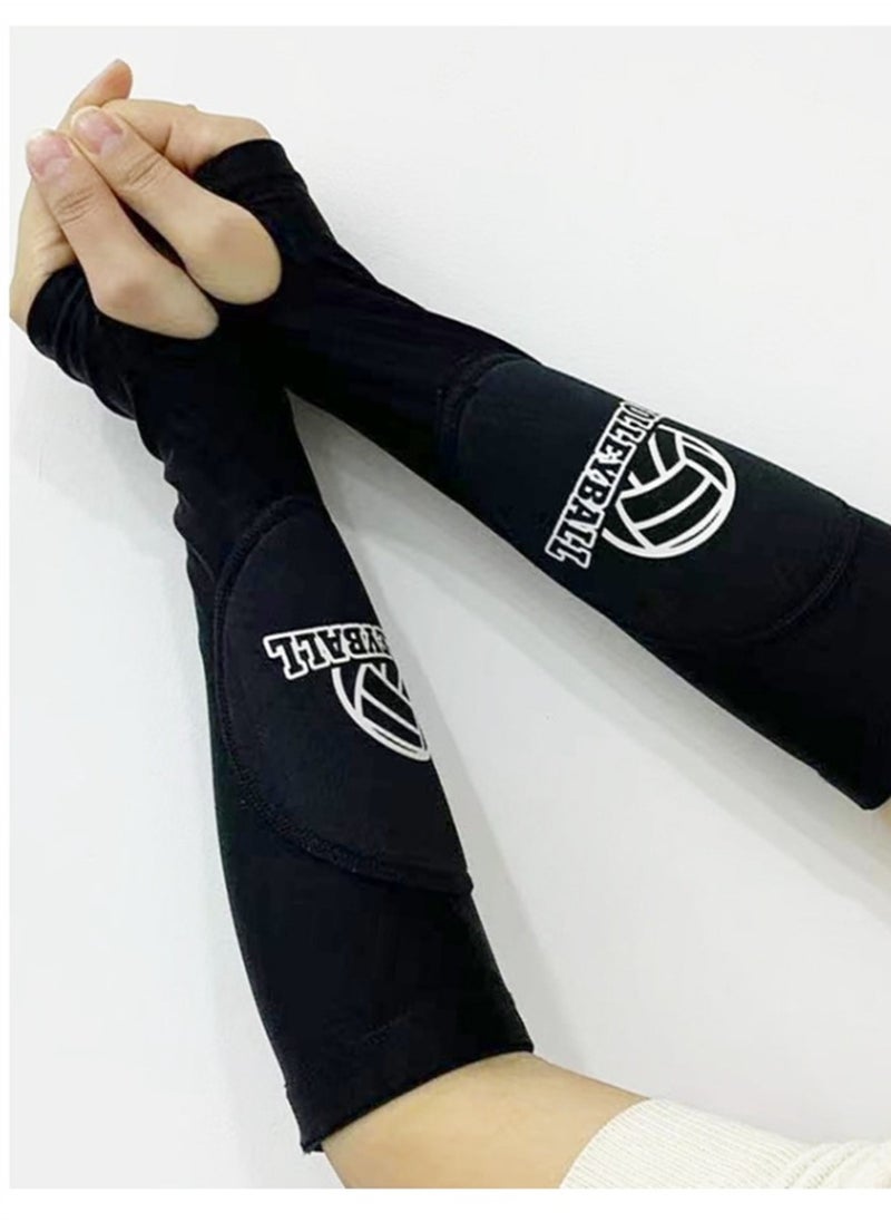 Generic 1 Pair Volleyball Arm Sleeves Passing Forearm Sleeves With Protection Pad Thumbhole Arm Sleeves Adolescent Volleyball Training Protect Arms（Black）  - Image 4
