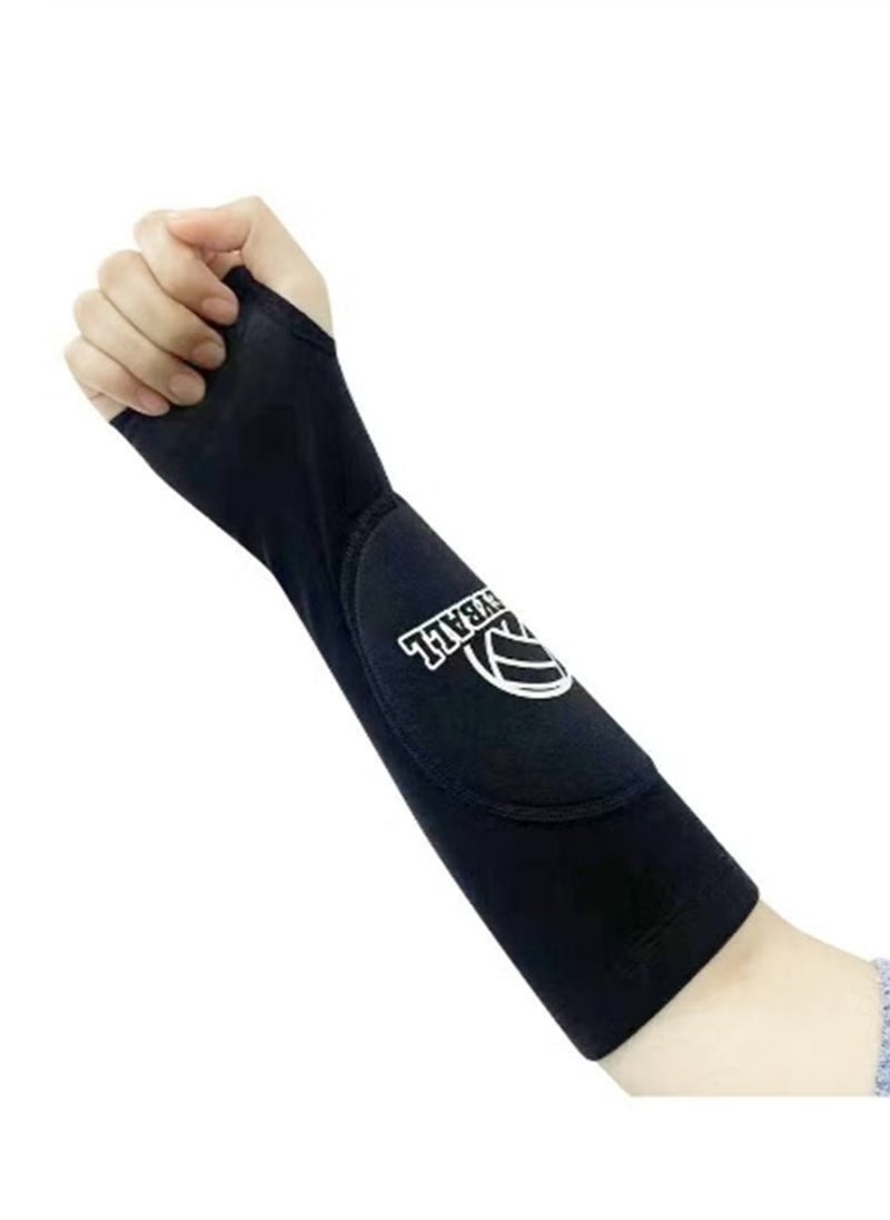 Generic 1 Pair Volleyball Arm Sleeves Passing Forearm Sleeves With Protection Pad Thumbhole Arm Sleeves Adolescent Volleyball Training Protect Arms（Black）  - Image 2