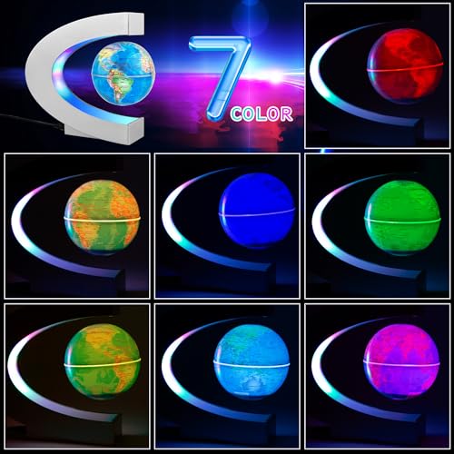 MOKOQI Magnetic Levitating Globe with LED Light, Cool Tech Gift for Men Father Boys and Girls, Birthday Gifts for Kids, Floating Globes World Desk Gadget Decor in Office Home Display (Silver) - Image 2