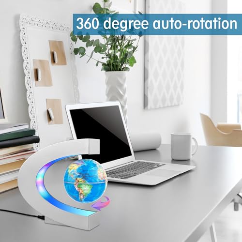 MOKOQI Magnetic Levitating Globe with LED Light, Cool Tech Gift for Men Father Boys and Girls, Birthday Gifts for Kids, Floating Globes World Desk Gadget Decor in Office Home Display (Silver) - Image 4