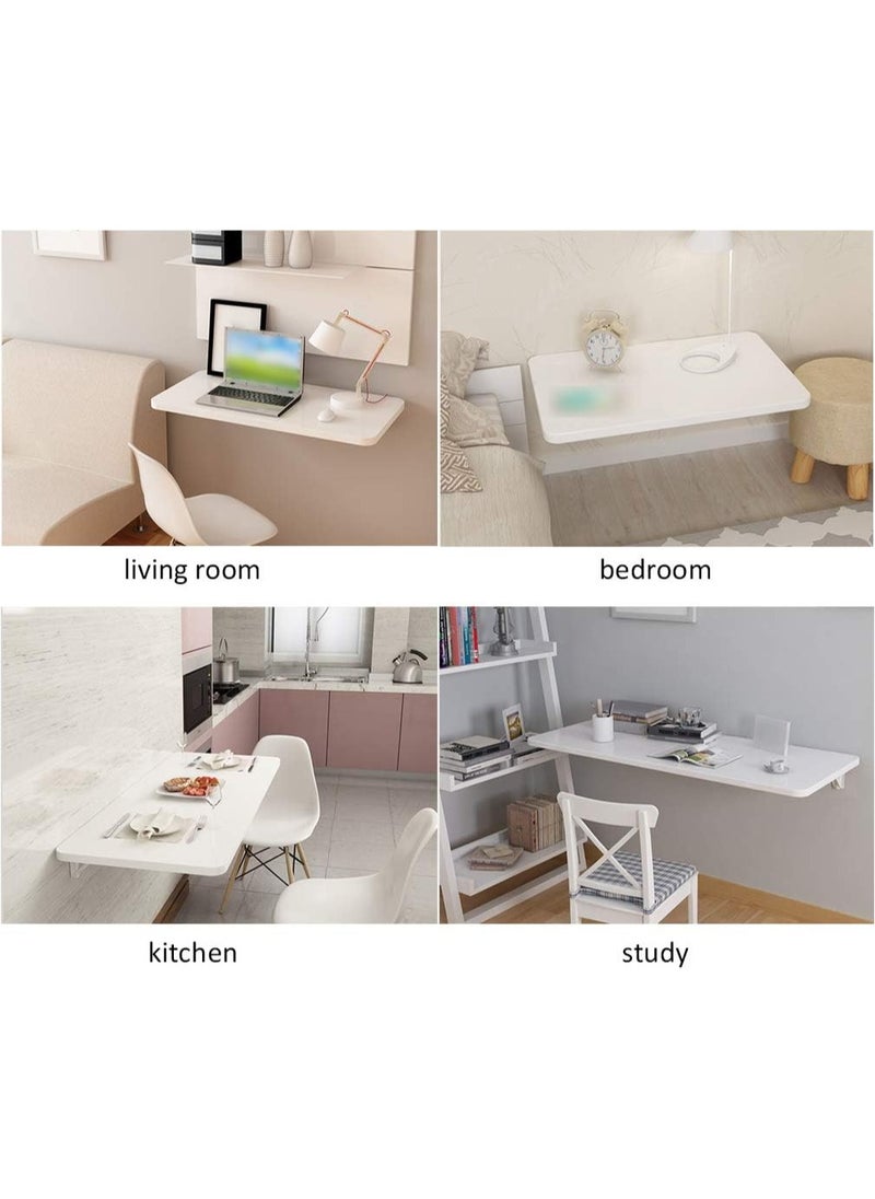 Wood Invisible Folding Wall-Mounted Table, Multi-Function Floating Workstation Computer Desk, Space Saving Hanging Table For Study, Kitchen & Dining Desk ,40*60CM