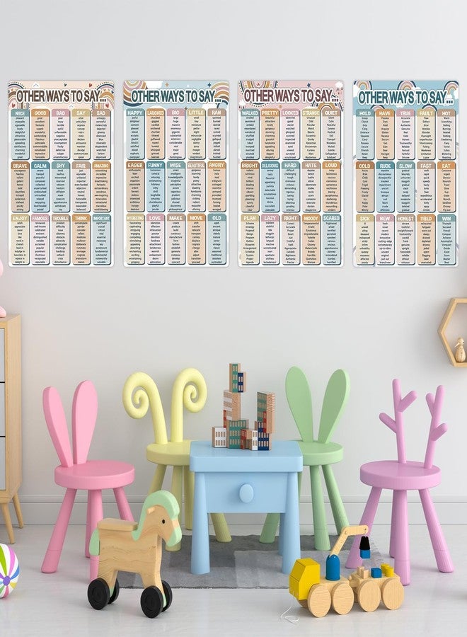 Lonfliness 4 Pcs Boho English Educational Posters 60 Groups Grammar Learning Charts Other Way to Say Poster Classroom Synonyms Bulletin Boards Parts of Speech Wall Decor Elementary Middle School Teacher Supplies - Image 4