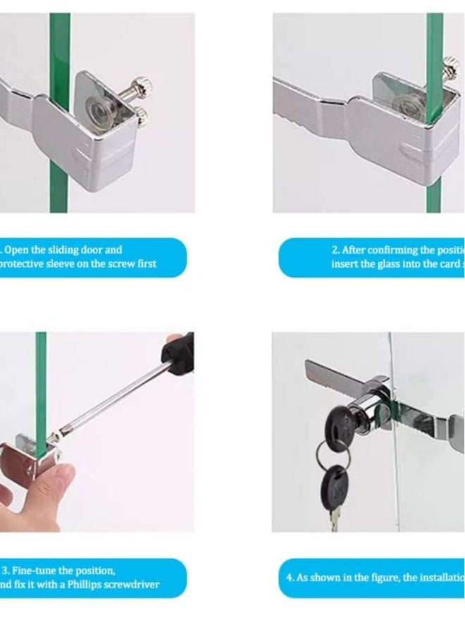 Sliding Glass Door Ratchet Locks, Serrated Locks, Glass Cabinet Locks, Sliding Shell Locks Window Locks, Sliding Door Frame Locks, Drawer Cabinet Door Locks, Keyed Alike Showcase Display - 2 Pack  - Image 2