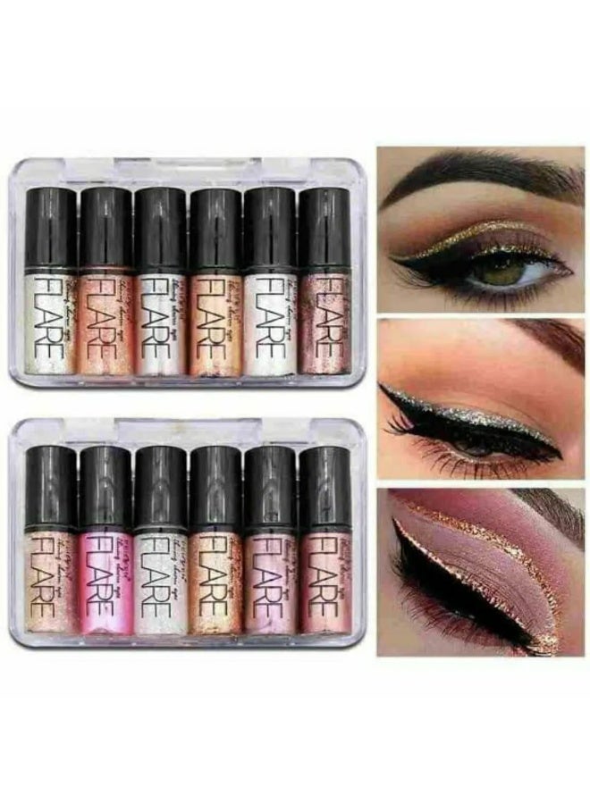 فلاير Diamond Glitter Eyeliner Liquid Set, 10 PCS Shimmer Metallic Eyeshadow Waterproof Makeup Kit Sparkling Colorful Eyeliner Kit - Image 3