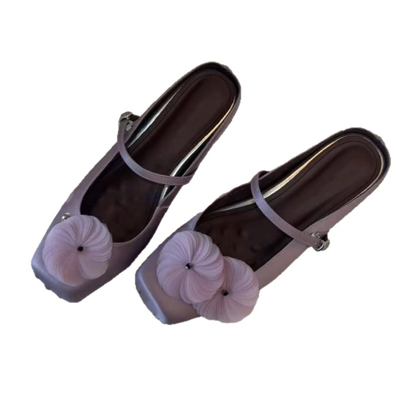 Women's Mary Jane Flats with Detachable Flower - Image 5