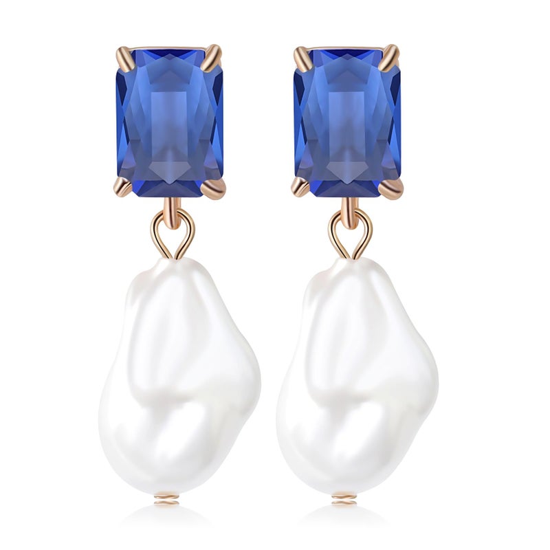 Linsoir beads Fashion Pearl Drop Earrings for Women With Crystal - Rhinestone Statement Earrings with Pearl Dangling Studs - Large White Baroque Pearl Earrings for Bridesmaid Wedding Party Birthday Holiday - Image 1