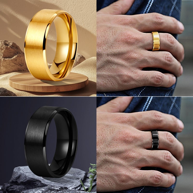 Poxtex Mens Rings Wedding Band, Stainless Steel Non Tarnish Cool Anillos Para Hombre Simple Brushed Band Rings for Men Size 12 - Image 5