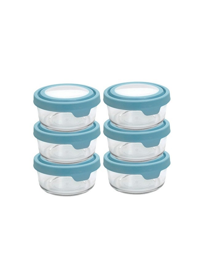 أنكور هوكينغ مجموعة من 6 حاويات تخزين طعام زجاجية من أنكور هوكينج، سعة كوبين، مع أغطية TrueSeal زرقاء معدنية - Image 1