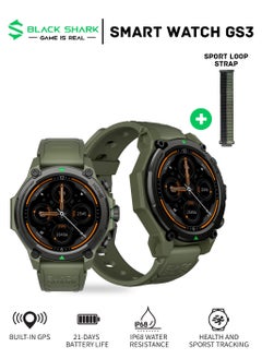BLACK SHARK Ultra Strong Smartwatch With 1.43-inch Display, Built-in GPS, 100 Sports Modes, 21-Days Battery Life,Health Monitoring & IP68 Water Resistance GS3  - Green  - Image 1