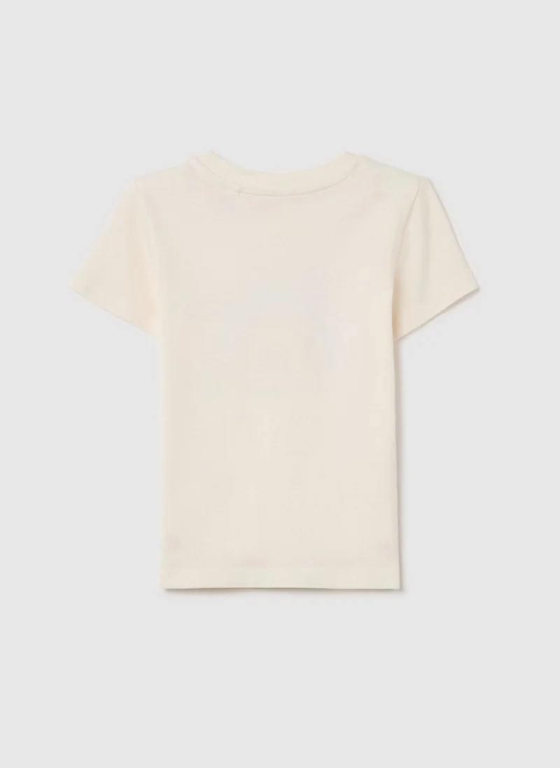 او في اس Cotton T-Shirt With Print