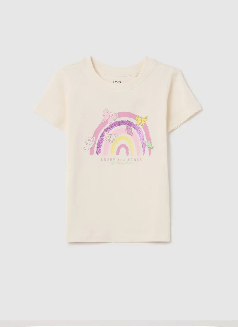 او في اس Cotton T-Shirt With Print