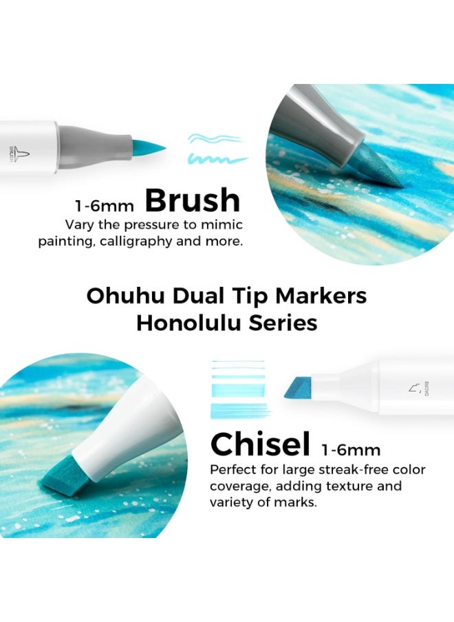 Ohuhu Ohuhu Pastel Markers Based -96 Pastel Colors of Honolulu Sweetness + Blossoming - Double Tipped Art Markers for Artist Adults' Coloring Illustration - Brush & Chisel - Refillable Ink  - Image 2