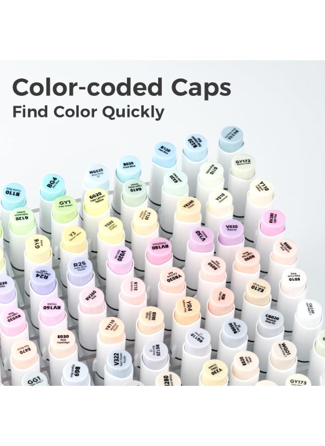 Ohuhu Ohuhu Pastel Markers Based -96 Pastel Colors of Honolulu Sweetness + Blossoming - Double Tipped Art Markers for Artist Adults' Coloring Illustration - Brush & Chisel - Refillable Ink  - Image 4