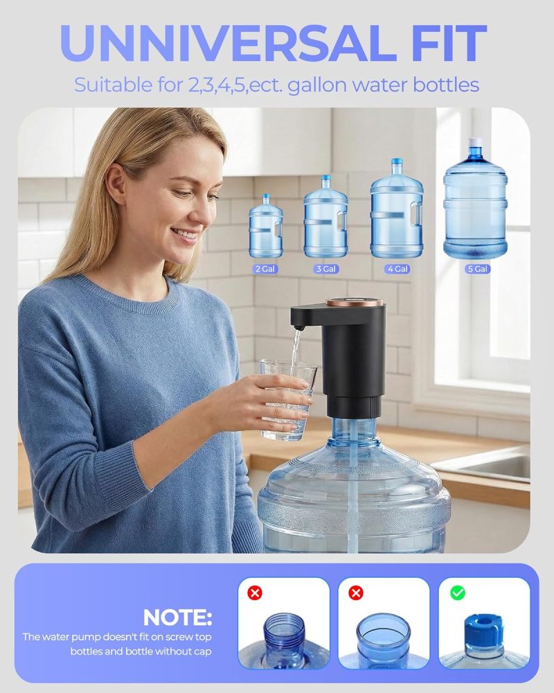 5 Gallon Water Pump Dual Motor Fast Flow Electric Water Dispenser - USB-C Portable Water Jug Pump for Camping Office RV - Image 5