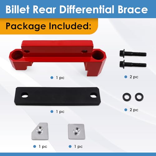 KITONLA Billet Rear Differential Brace, Compatible with 2015-2023 Chrysler 300, Dodge Charger/Challenger SRT Hellcat Scat Redeye, Red - Image 3