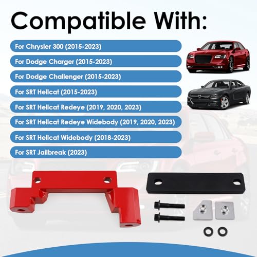 KITONLA Billet Rear Differential Brace, Compatible with 2015-2023 Chrysler 300, Dodge Charger/Challenger SRT Hellcat Scat Redeye, Red - Image 2