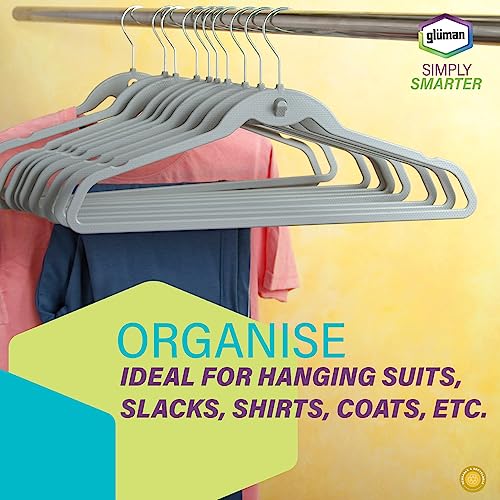Gluman Stainless Steel Clothes Hanger Space Saving Hanger Wardrobe Storage Organizer Wide Plastic & Anti Rust Hooks |Multipurpose Hanger Organizer (Pack of 10) Grey - Image 4