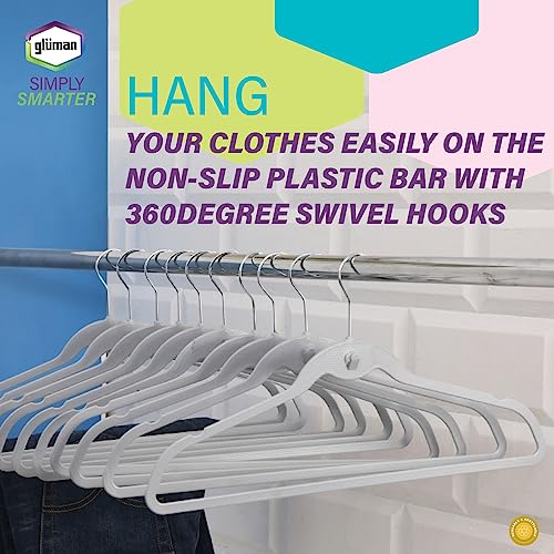 Gluman Stainless Steel Clothes Hanger Space Saving Hanger Wardrobe Storage Organizer Wide Plastic & Anti Rust Hooks |Multipurpose Hanger Organizer (Pack of 10) Grey - Image 3