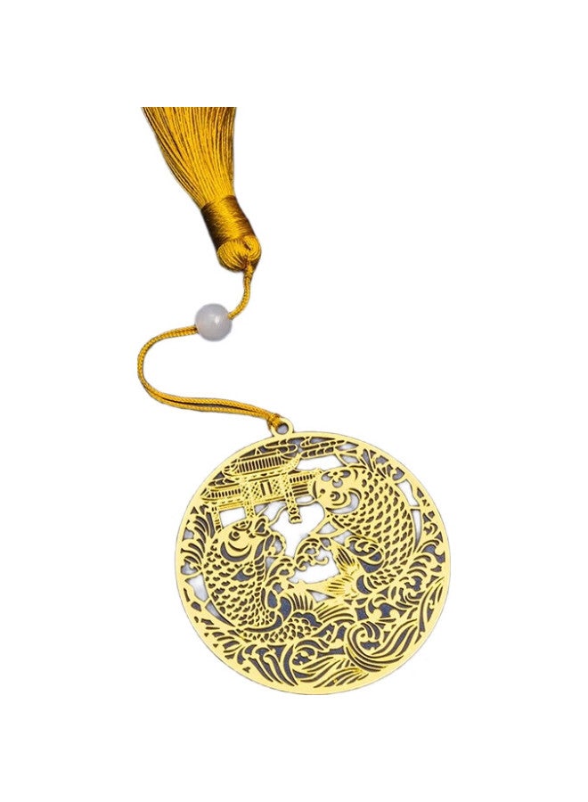 Tianse Huangtong Ye Mai Bookmark Gift Box, Metal Vintage-Style Souvenir, Graduation Commemoration, Teacher'S Day Gift, Birthday Present For Male And Female Teachers, Annual Meeting Gift For Classmates, Ts-5868 Carp Leaping Over The Dragon Gate - Image 1