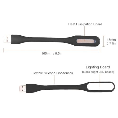 MeeTo USB LED Light Lamp, Portable LED with Flexible Gooseneck, Arm Reading Lamp, Adjustable, Bendable, Compatible for Laptop, Notebook, Power Bank Energy Saving Reading, Random Color - (Pack of 1) - Image 2