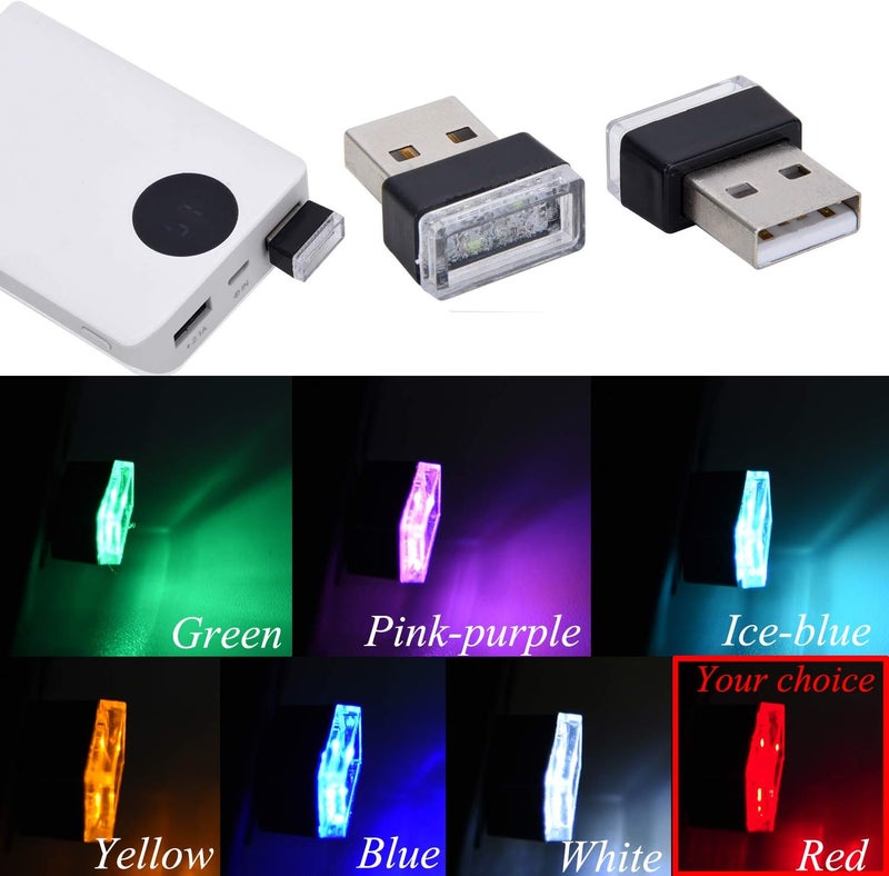 FEBRYTOLD 4Pcs Red USB Car Interior Atmosphere Lamps, Universal Mini Led USB Lights for Car Decoration, Lighting - Image 5