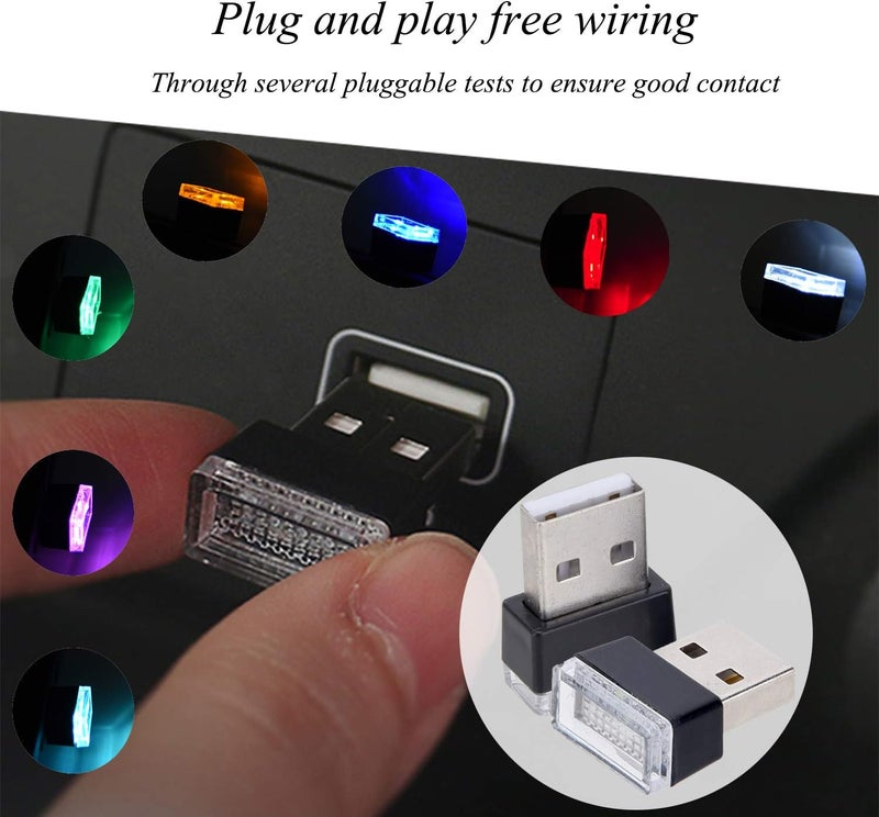 FEBRYTOLD 4Pcs Red USB Car Interior Atmosphere Lamps, Universal Mini Led USB Lights for Car Decoration, Lighting - Image 4