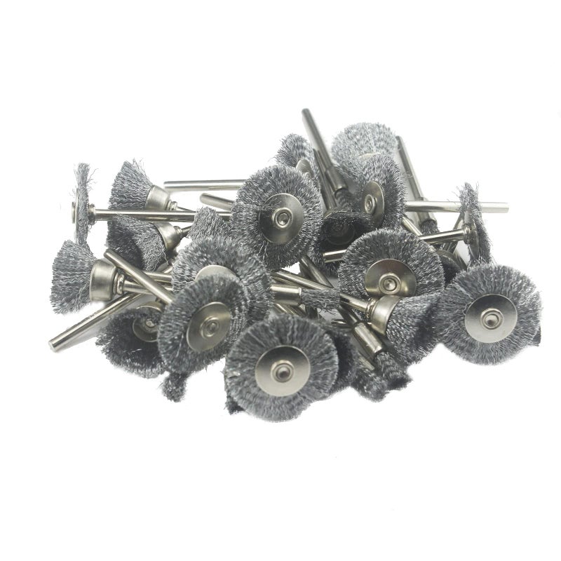 JUNLIXN ð‰ð”ðð‹ðˆð—ð 30 Pcs Wire Brush Wheel, 1/8 Inch Shank Coarse Crimped Steel Wire Brushes Kits for Dremel Rotary Tool (Silver) - Image 1