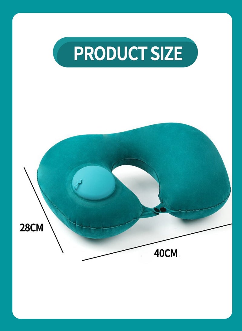 Beirui Inflatable U-Shape Pillow, Soft Foldable Cervical Pillow, Inflatable Travel Pillow with Built-in Pump, Neck Support Pillow for Sleeping and Resting on Planes, Trains, Offices, Camping, Traveling  - Image 3