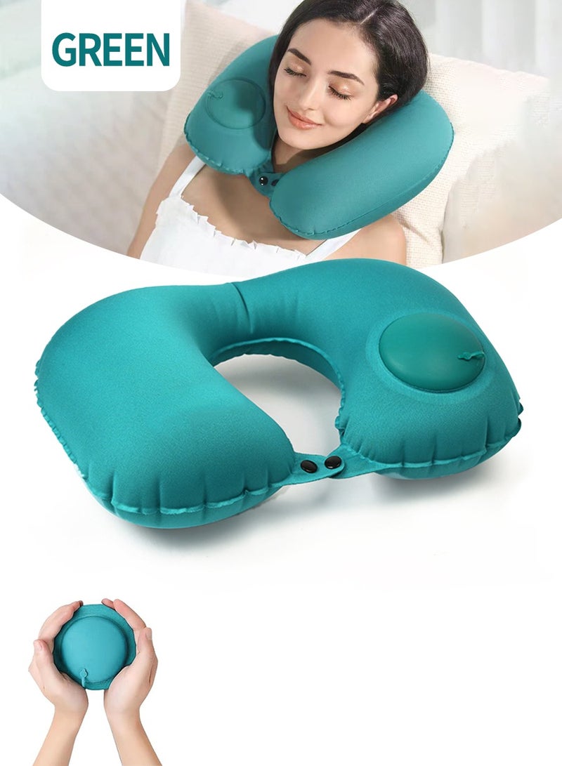 Beirui Inflatable U-Shape Pillow, Soft Foldable Cervical Pillow, Inflatable Travel Pillow with Built-in Pump, Neck Support Pillow for Sleeping and Resting on Planes, Trains, Offices, Camping, Traveling  - Image 1