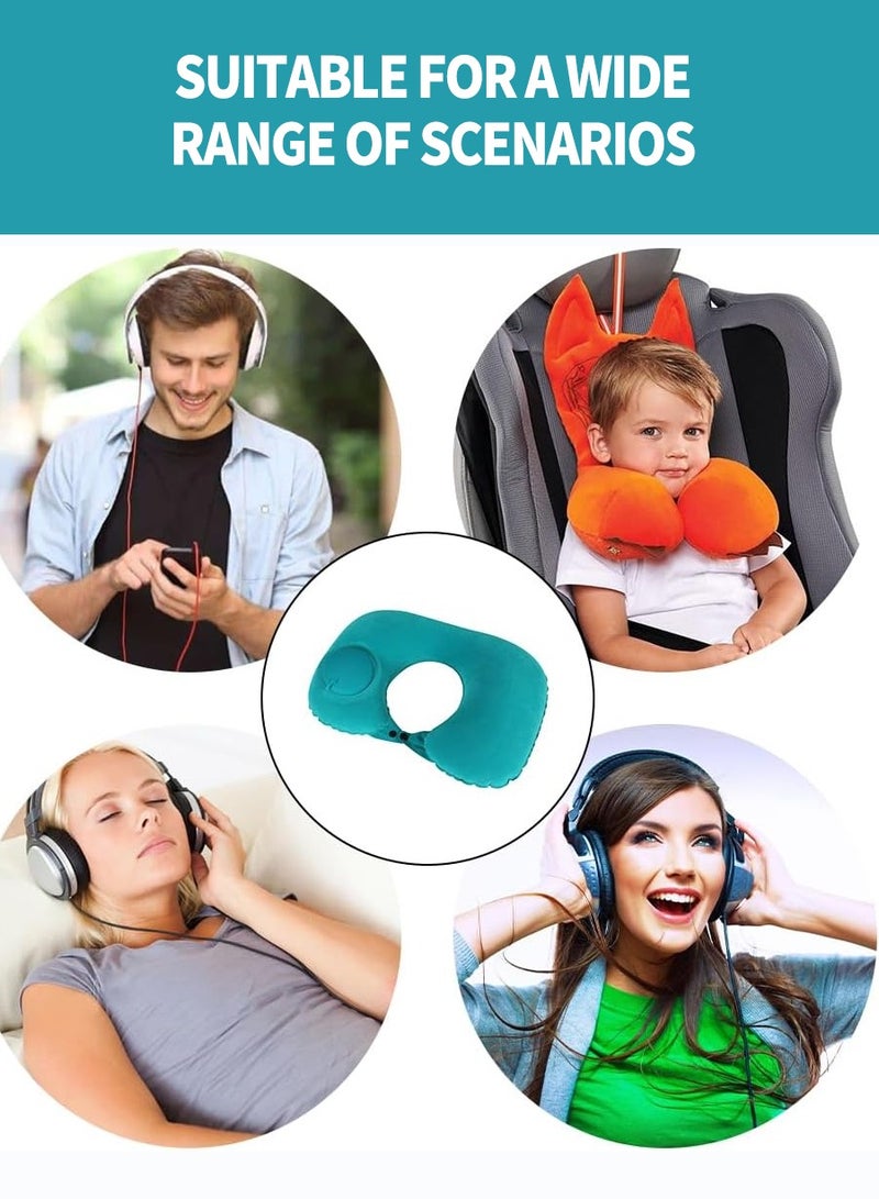 Beirui Inflatable U-Shape Pillow, Soft Foldable Cervical Pillow, Inflatable Travel Pillow with Built-in Pump, Neck Support Pillow for Sleeping and Resting on Planes, Trains, Offices, Camping, Traveling  - Image 4