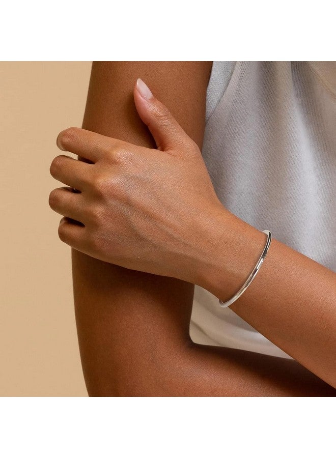 Kainier 3Mm Bangle Bracelet Stainless Steel Glossy Stackable Thin Round Bangle Bracelet For Women Oval Solid Plain Polished Bracelet Best Gifts For Love (Steel 65) - Image 2
