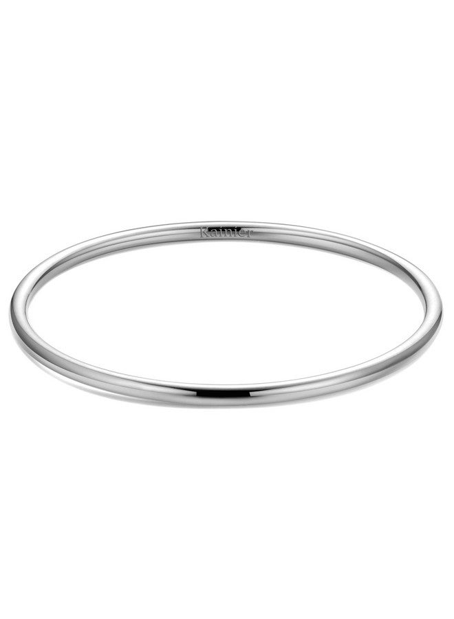 Kainier 3Mm Bangle Bracelet Stainless Steel Glossy Stackable Thin Round Bangle Bracelet For Women Oval Solid Plain Polished Bracelet Best Gifts For Love (Steel 65) - Image 1