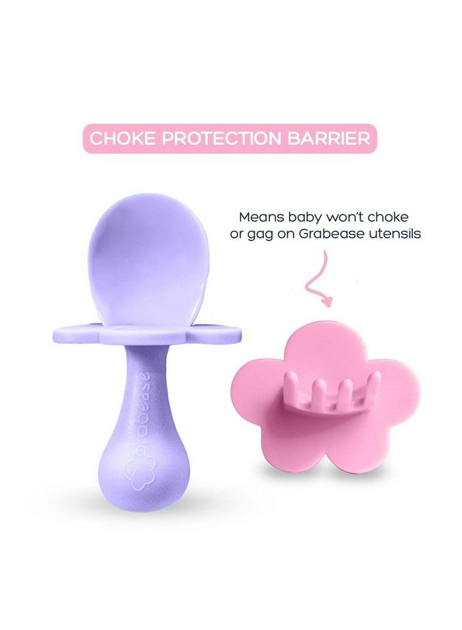 Grabease Baby Spoons Baby Led Weaning Supplies Toddler Forks Feeding, BPA-Free & Phthalate-Free for & Toddler, 2 Sets, Blush and Lavender - Training Utensils - Self Feeding Spoon - Image 3