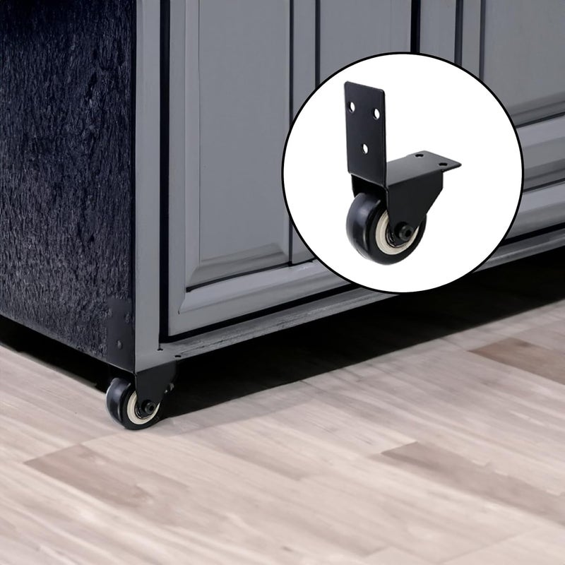 Semetall 2 قطعة عجلات دوارة مع لوحة على شكل L، عجلات دوارة صامتة مقاس 2 بوصة بديلة، أسود - Image 5