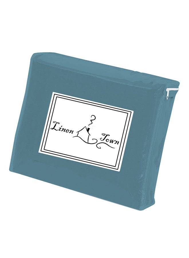 NIBEMINENT 3-Piece Ruffled Egyptian Cotton Duvet Cover Set Blue - Image 3