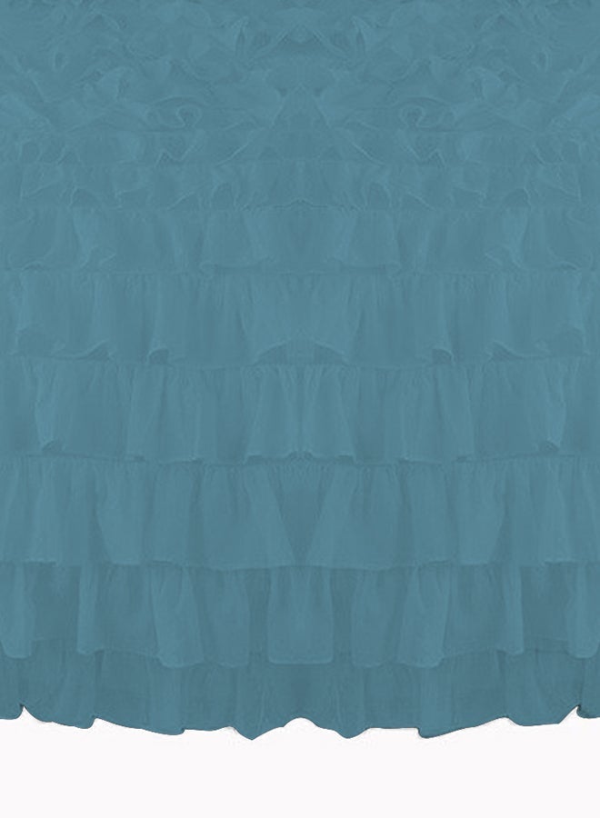 NIBEMINENT 3-Piece Ruffled Egyptian Cotton Duvet Cover Set Blue - Image 2