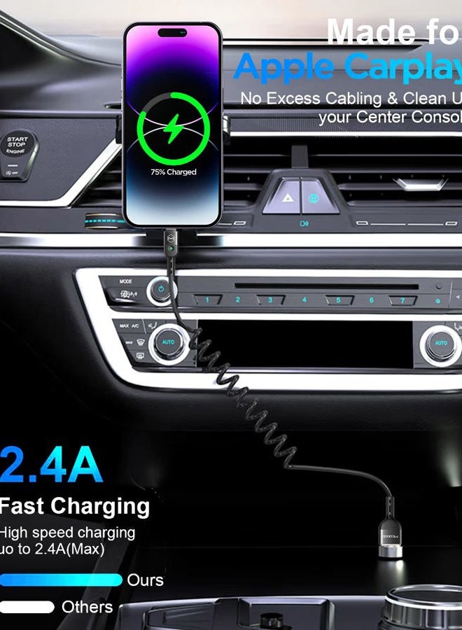 AICase Coiled Charging Cable,6ft/1.8m Elastic Nylon Cable,Charge and Sync for Phone XS/XS Max/XR/Phone X/8/8 Plus/7/7 Plus, Pad Pro Air 2 and More - Image 4