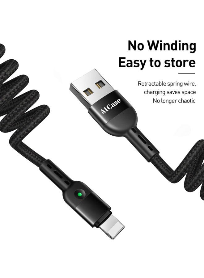 AICase Coiled Charging Cable,6ft/1.8m Elastic Nylon Cable,Charge and Sync for Phone XS/XS Max/XR/Phone X/8/8 Plus/7/7 Plus, Pad Pro Air 2 and More - Image 3
