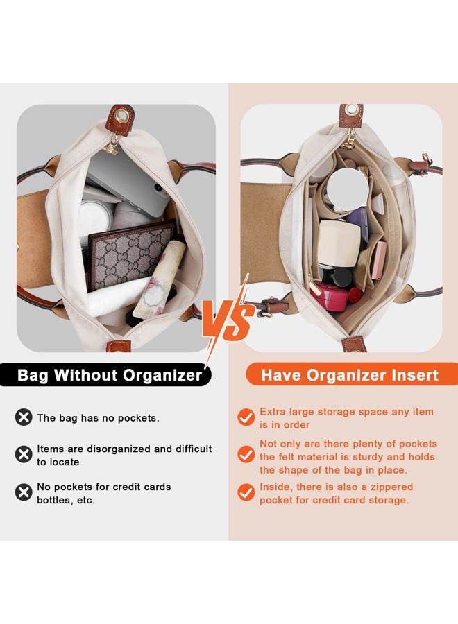 LOUKAYCCI Felt Purse Organizer Insert for Longchamp Le Pliage M Handbag Insert (Medium Beige) - Image 3