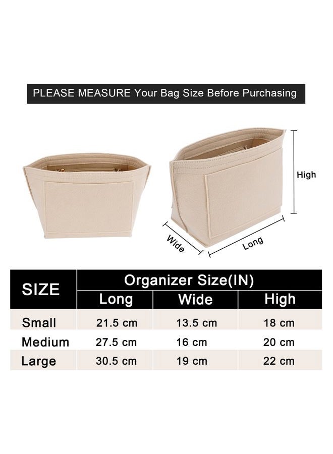 LOUKAYCCI Felt Purse Organizer Insert for Longchamp Le Pliage M Handbag Insert (Medium Beige) - Image 2