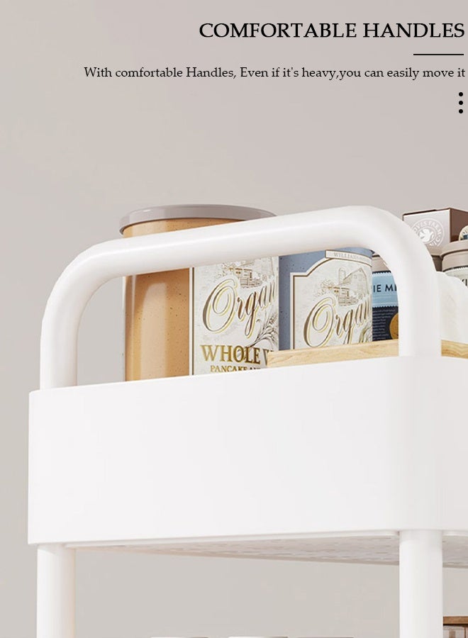 DUNISO 4 Tier Rolling Utility Cart Organizer,  Rolling Metal Storage Organizer,Mobile Utility Cart,Kitchen Trolley Cart,Mobile Shelving Unit For Kitchen, Bedroom, Bathroom, Office, Laundry Room And Garage - Image 4